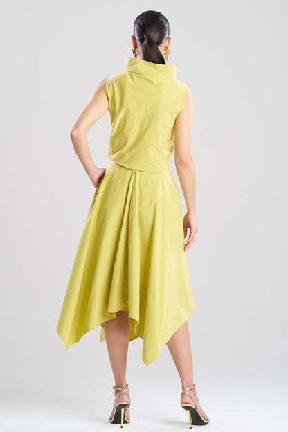 Tech Cotton Taffeta Handkerchief Hem Skirt Chartreuse Natori