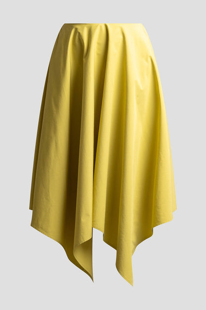 Tech Cotton Taffeta Handkerchief Hem Skirt Chartreuse Natori