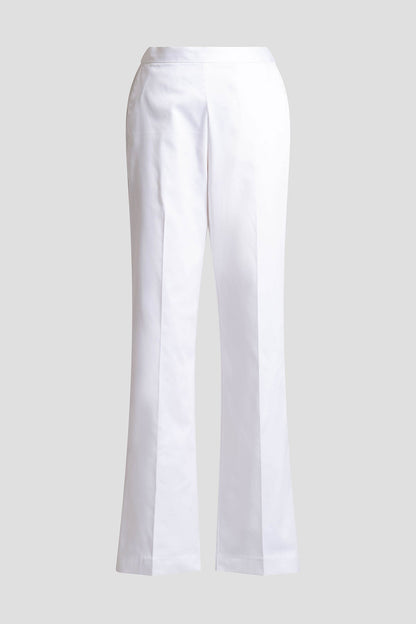 Stretch Basketweave Cotton Flare Leg Zip Pants Warm White Natori