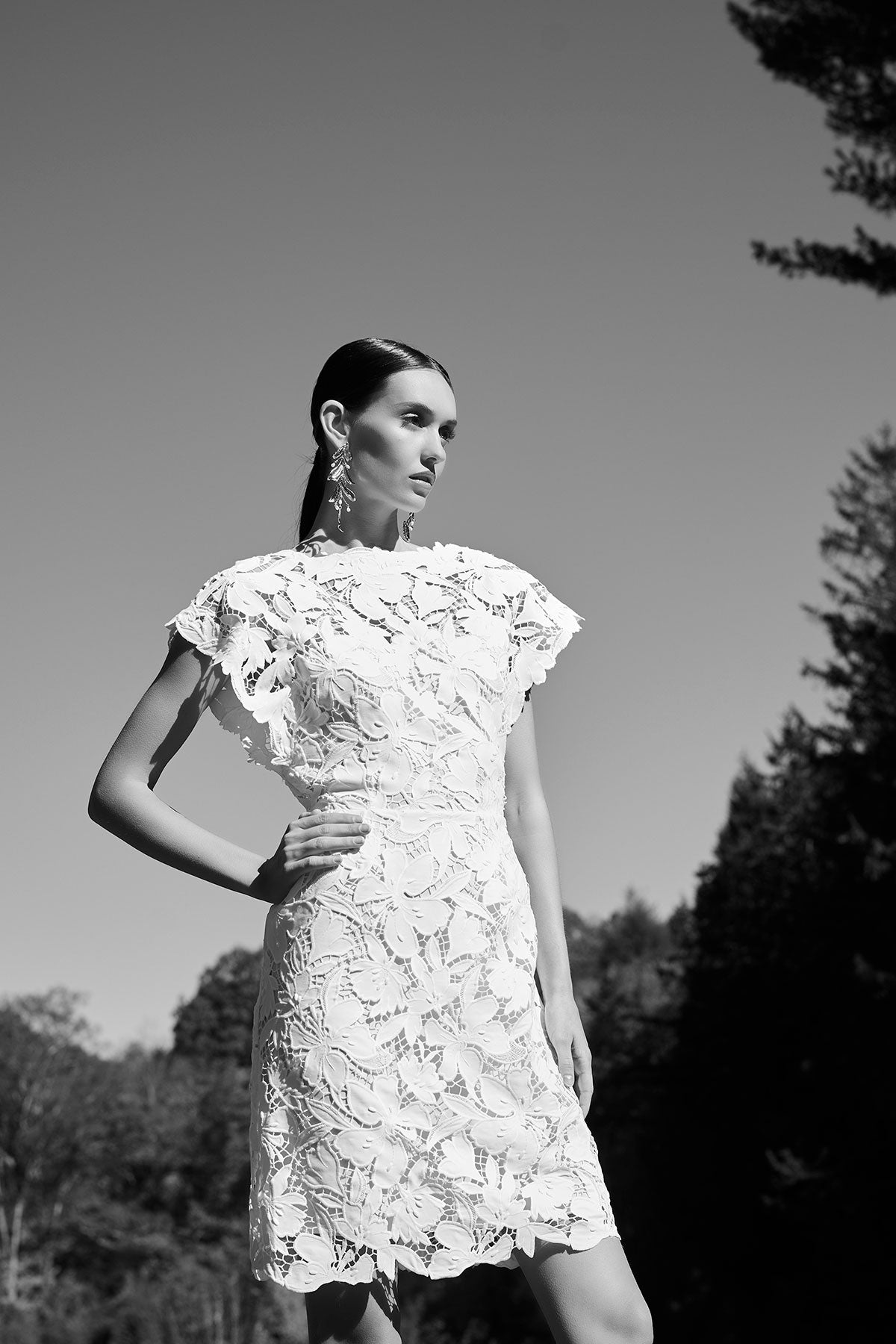 Peony Floral Lace Mini Dress White Natori
