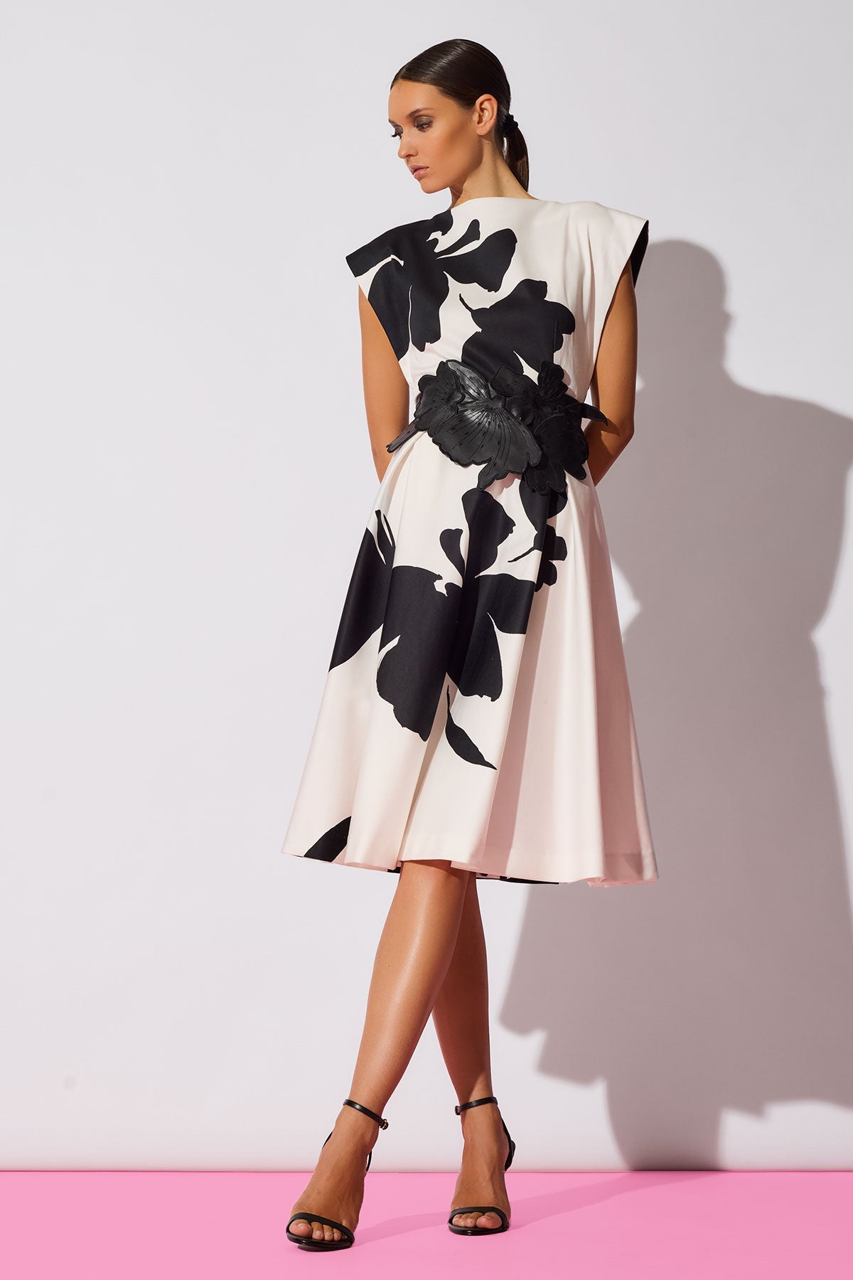 Peony Cotton Chino Fit & Flare Dress Warm White Natori
