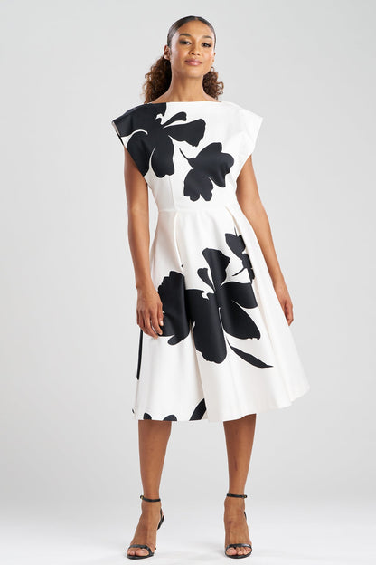 Peony Cotton Chino Fit & Flare Dress Warm White Natori