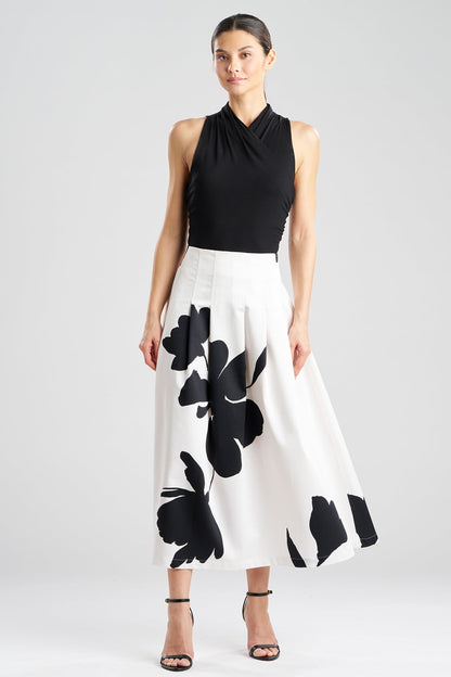 Peony Cotton Chino Pleated Skirt Warm White Natori