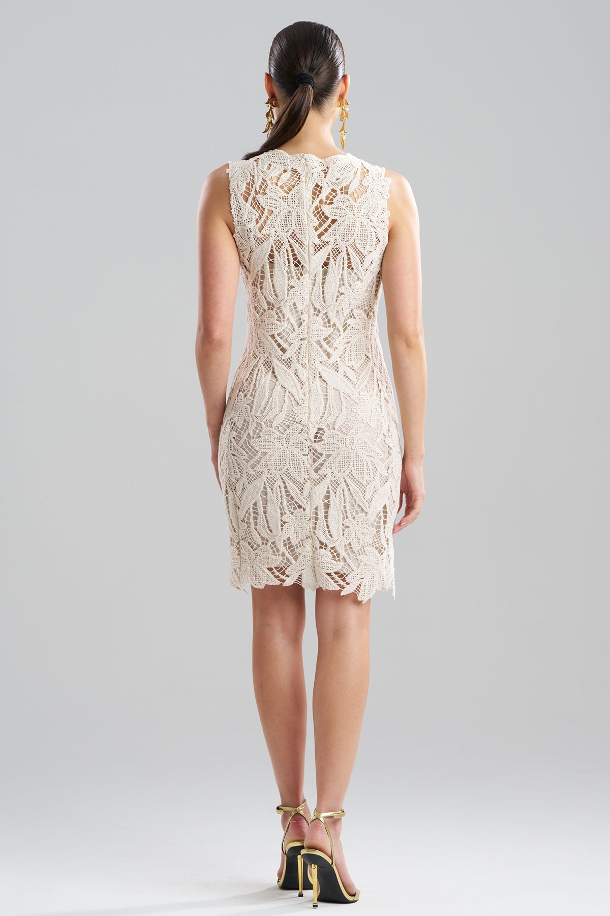 Crochet Lace Cotton Sheath Dress Parchment Natori