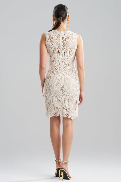 Crochet Lace Cotton Sheath Dress Parchment Natori