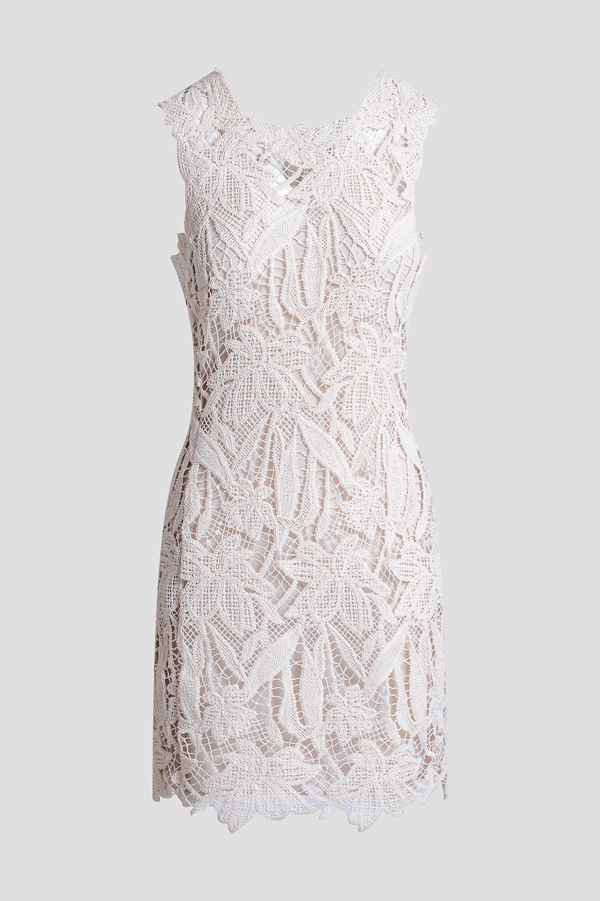 Crochet Lace Cotton Sheath Dress Parchment Natori