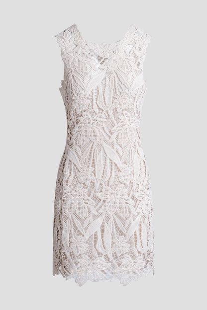Crochet Lace Cotton Sheath Dress Parchment Natori