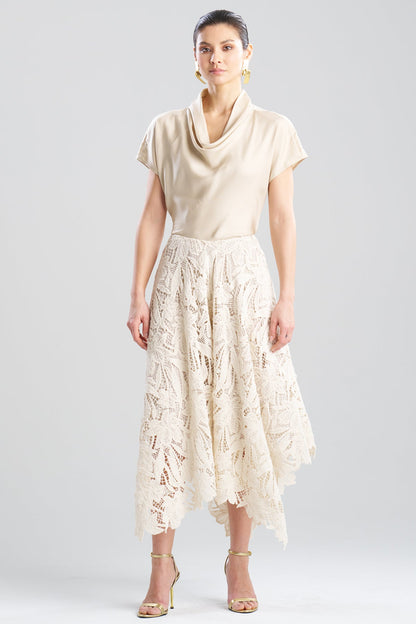 Crochet Lace Cotton Handkerchief Hem Skirt Parchment Natori