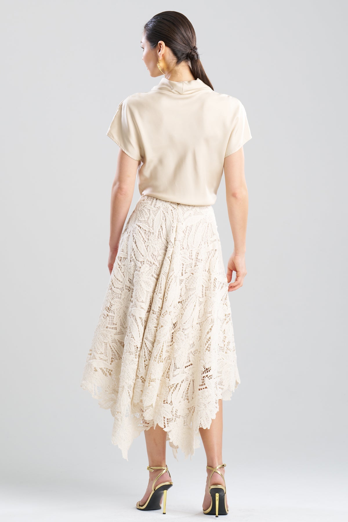 Crochet Lace Cotton Handkerchief Hem Skirt Parchment Natori