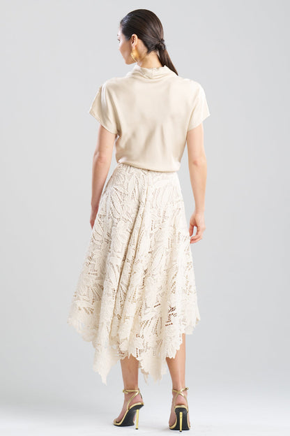 Crochet Lace Cotton Handkerchief Hem Skirt Parchment Natori