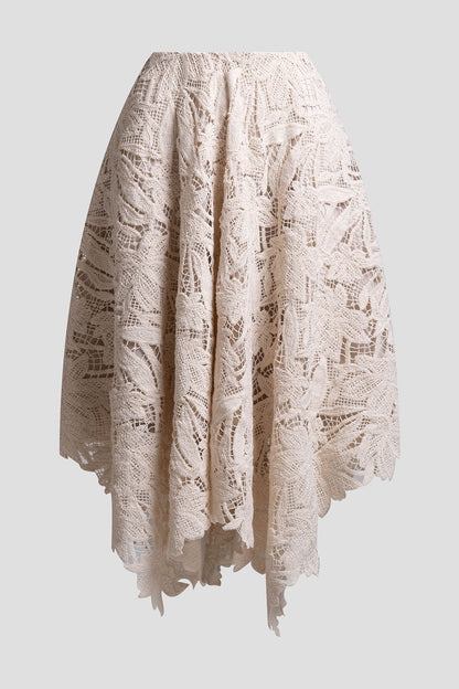 Crochet Lace Cotton Handkerchief Hem Skirt Parchment Natori