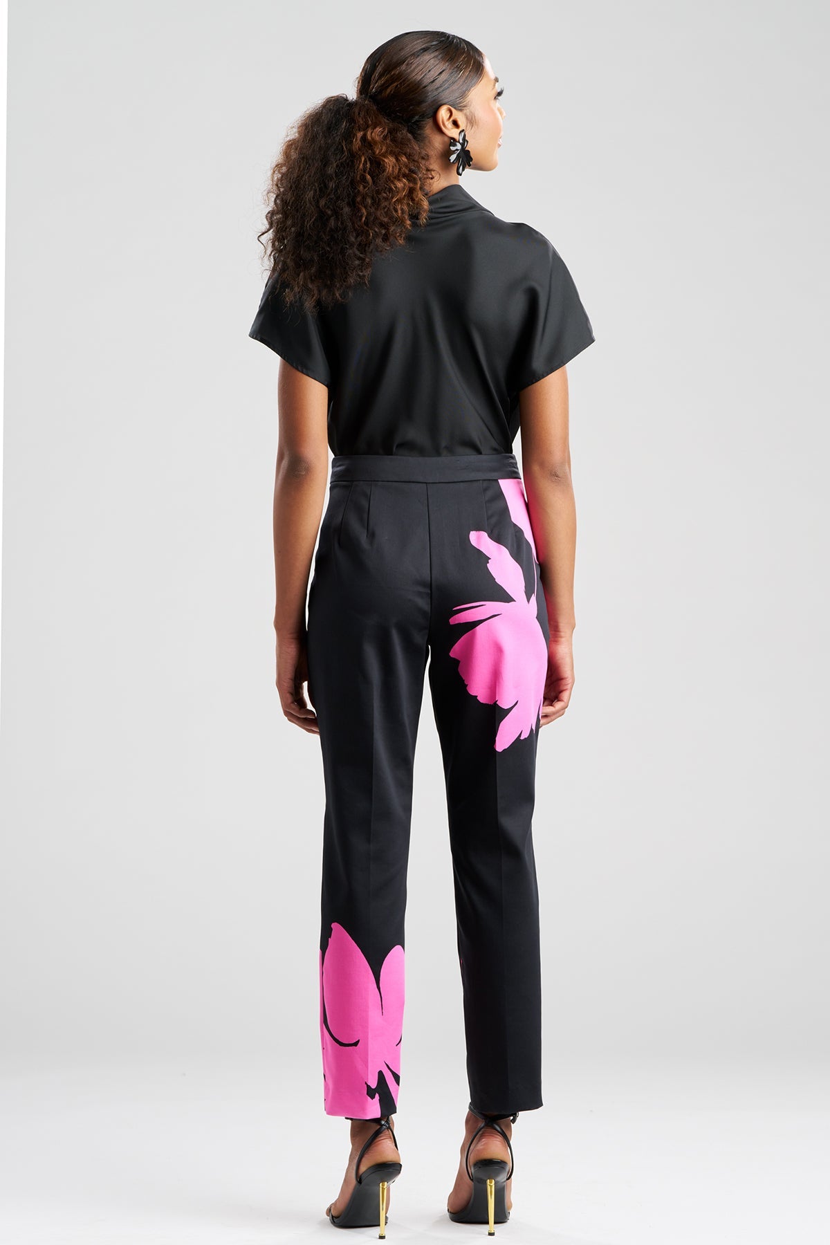 Peony Cotton Chino Side Zip Pants Fresh Pink/Black Natori
