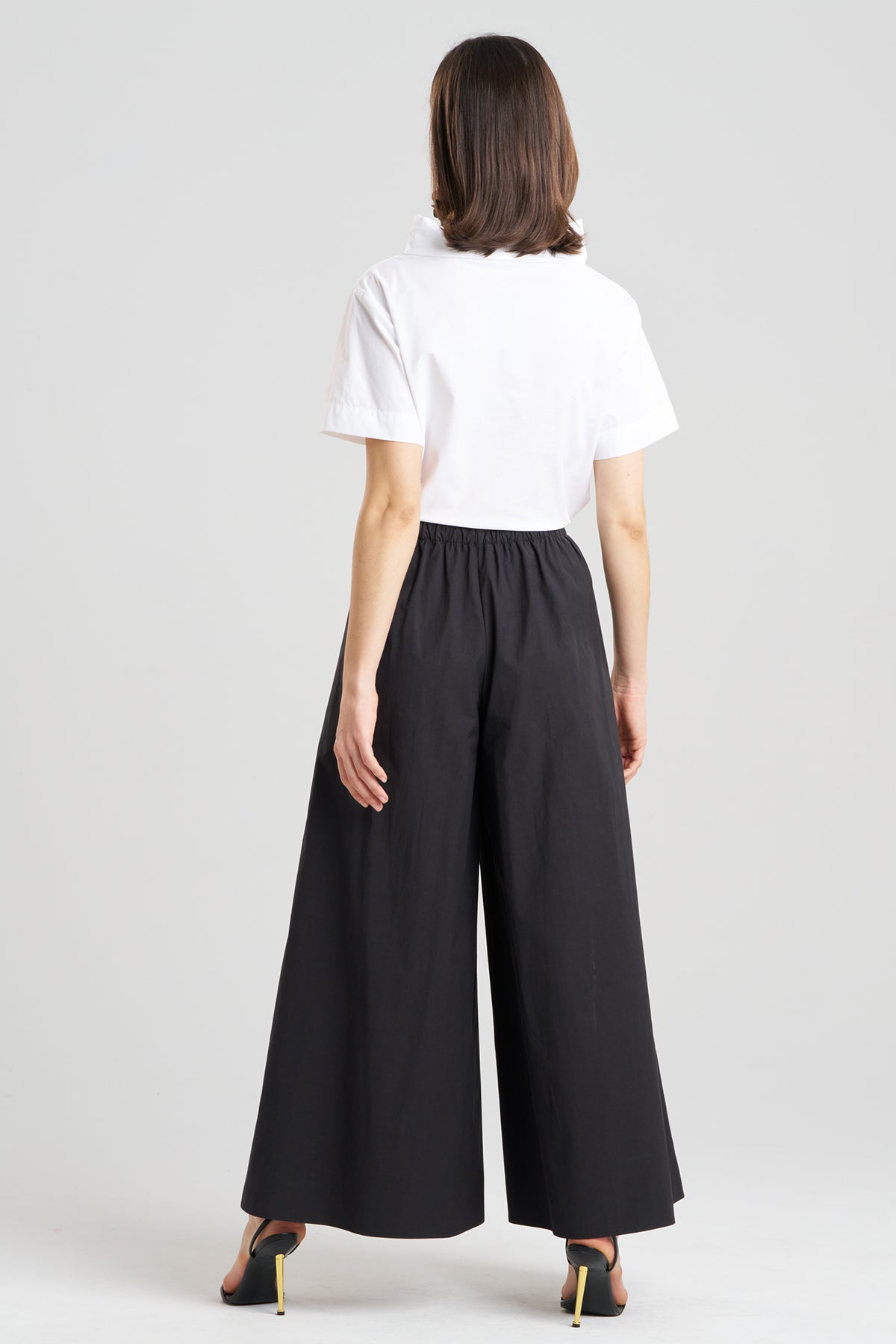 Tech Cotton Taffeta Palazzo Pants Black Natori