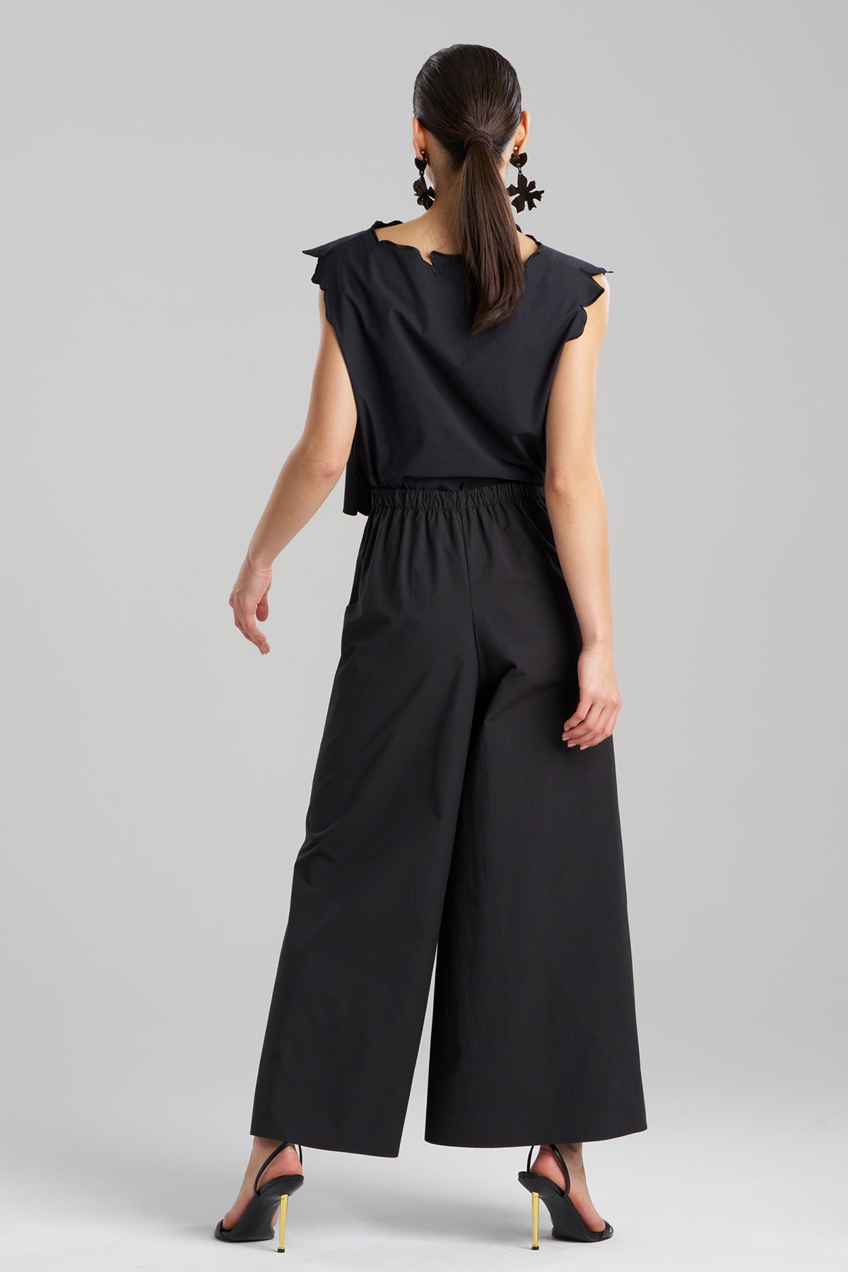 Tech Cotton Taffeta Palazzo Pants Black Natori