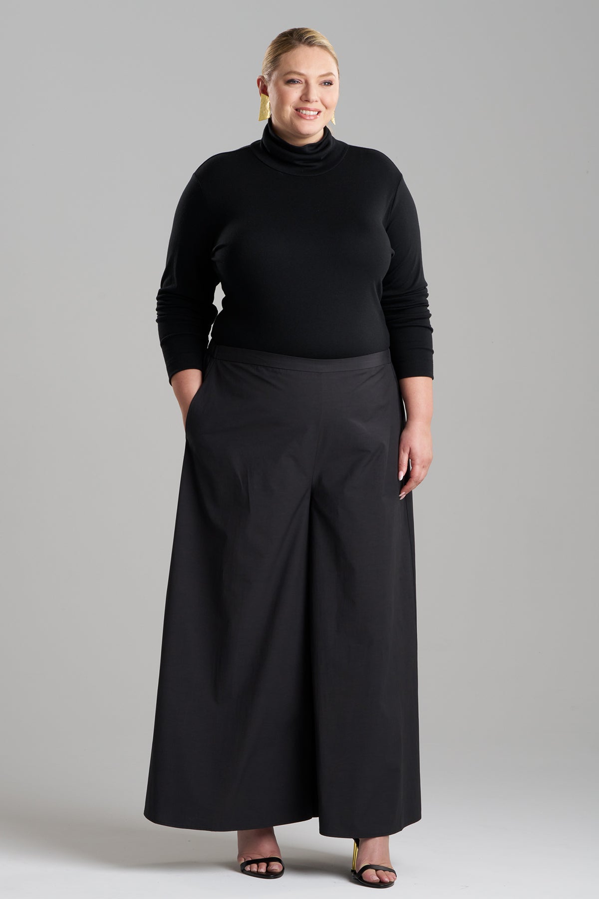 Tech Cotton Taffeta Palazzo Pants Black Natori