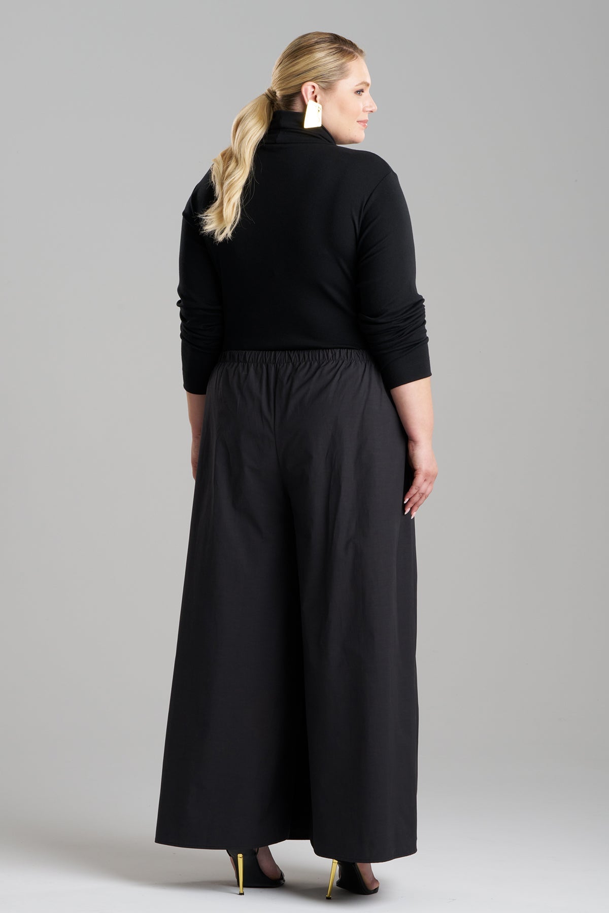 Tech Cotton Taffeta Palazzo Pants Black Natori