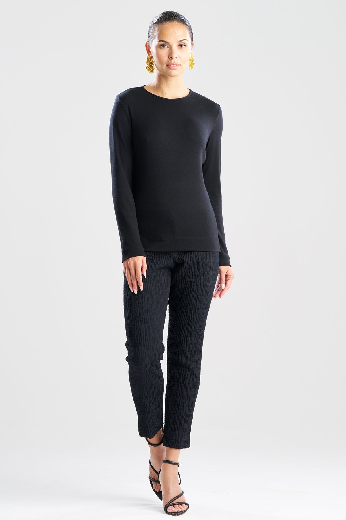 Layering Jersey Long Sleeve Crew Neck Black Natori