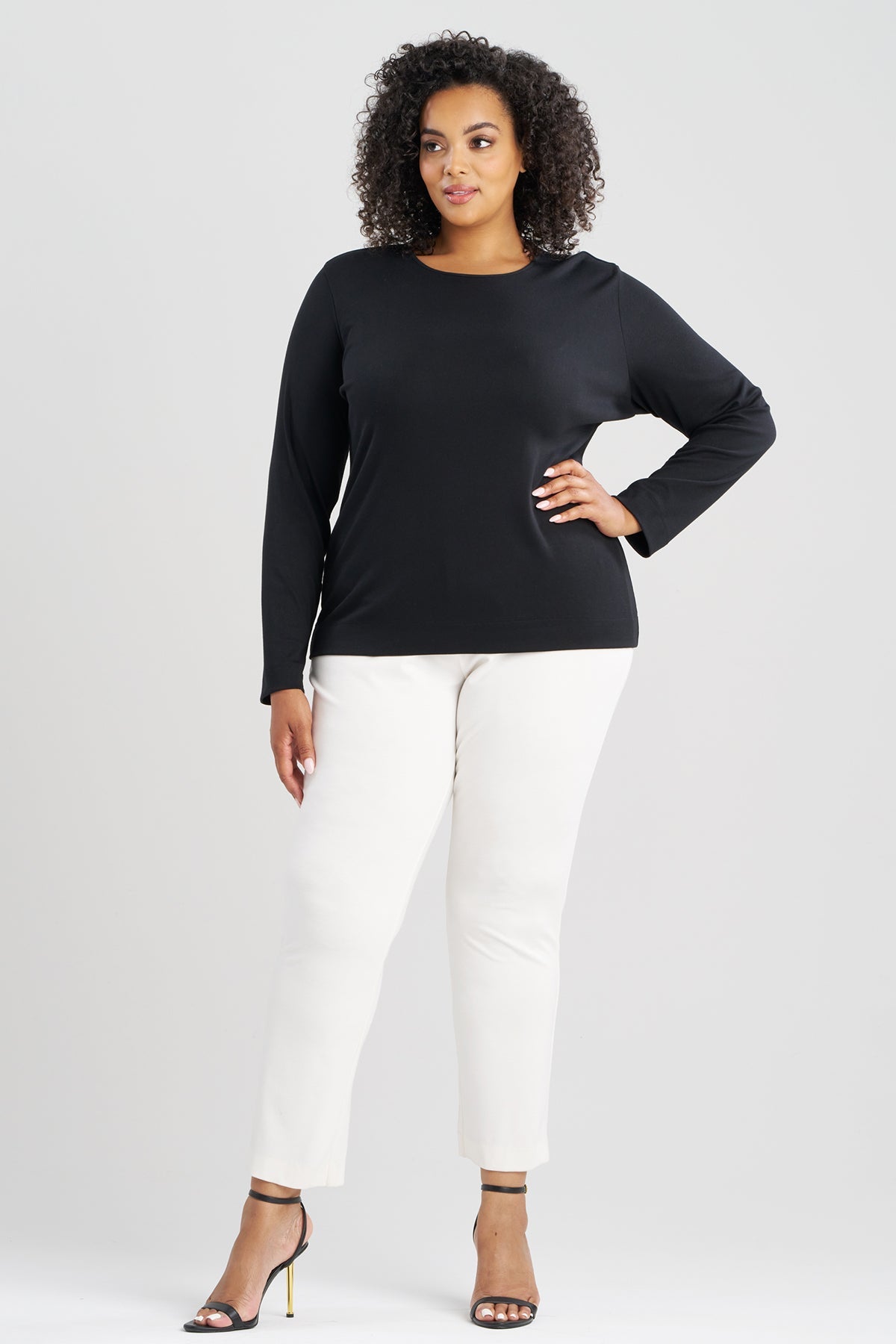 Layering Jersey Long Sleeve Crew Neck Black Natori