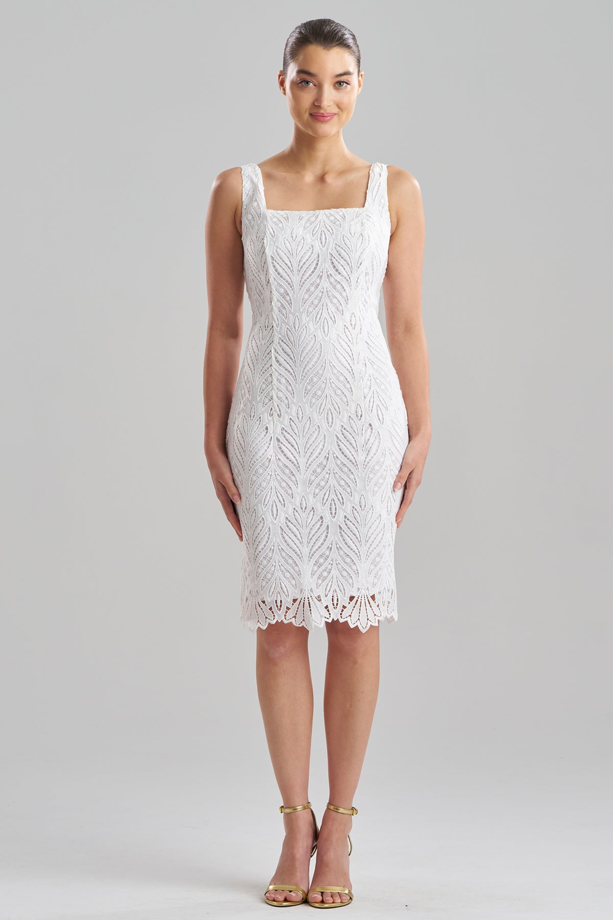 Leaflet Lace Tank Sheath Dress White Natori