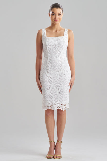 Leaflet Lace Tank Sheath Dress White Natori