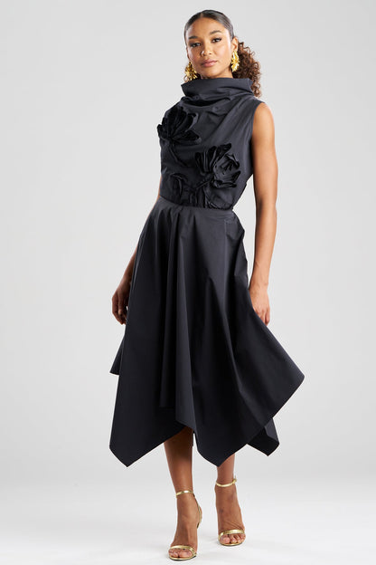 Tech Cotton Taffeta Handkerchief Hem Skirt Black Natori