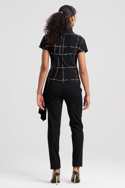Zia Crepe Knit Cascade Top Black Natori