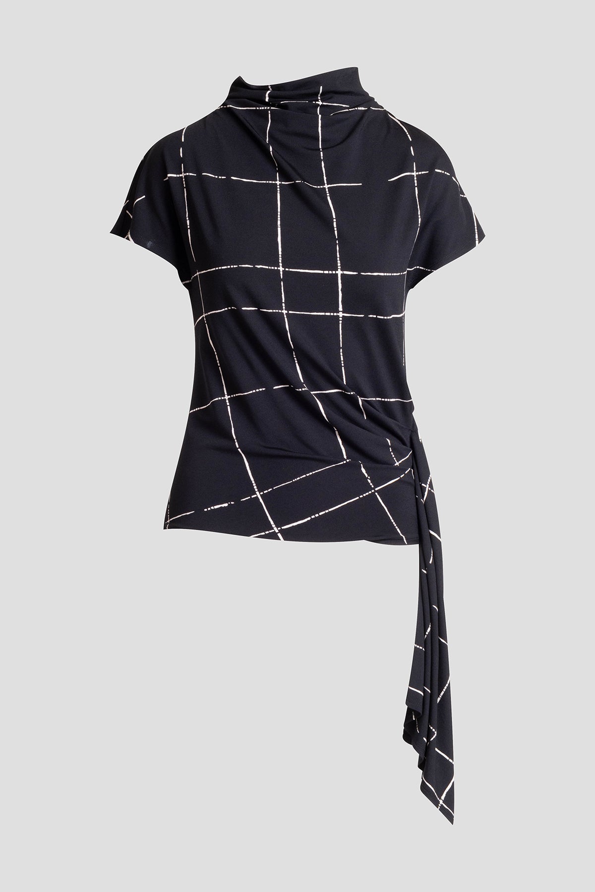 Zia Crepe Knit Cascade Top Black Natori