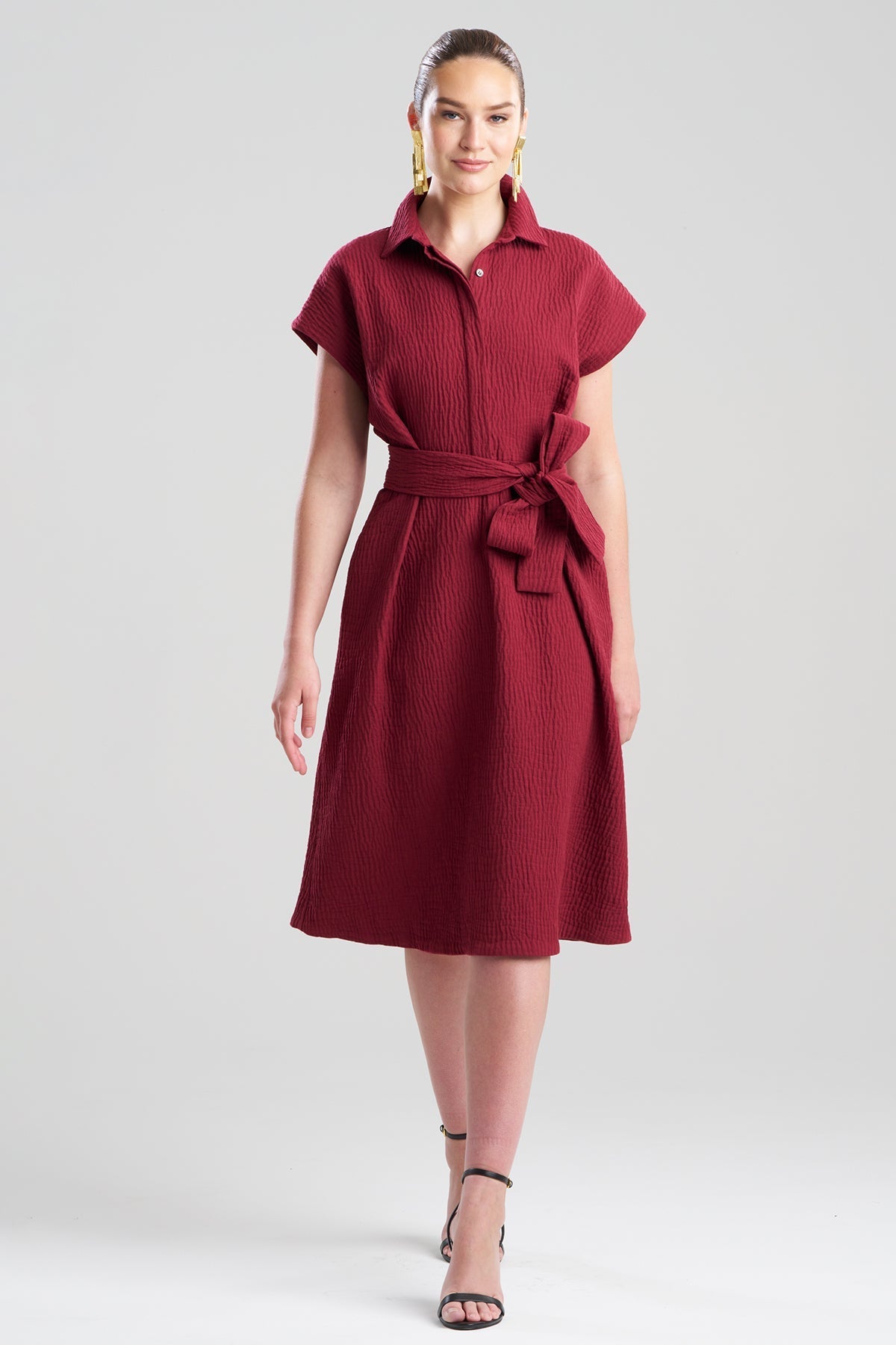 Textured Cotton Jacquard Shirtdress Ruby Natori