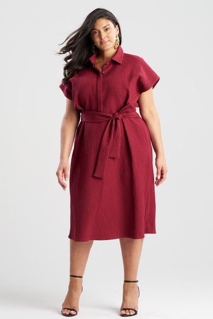 Textured Cotton Jacquard Shirtdress Ruby Natori