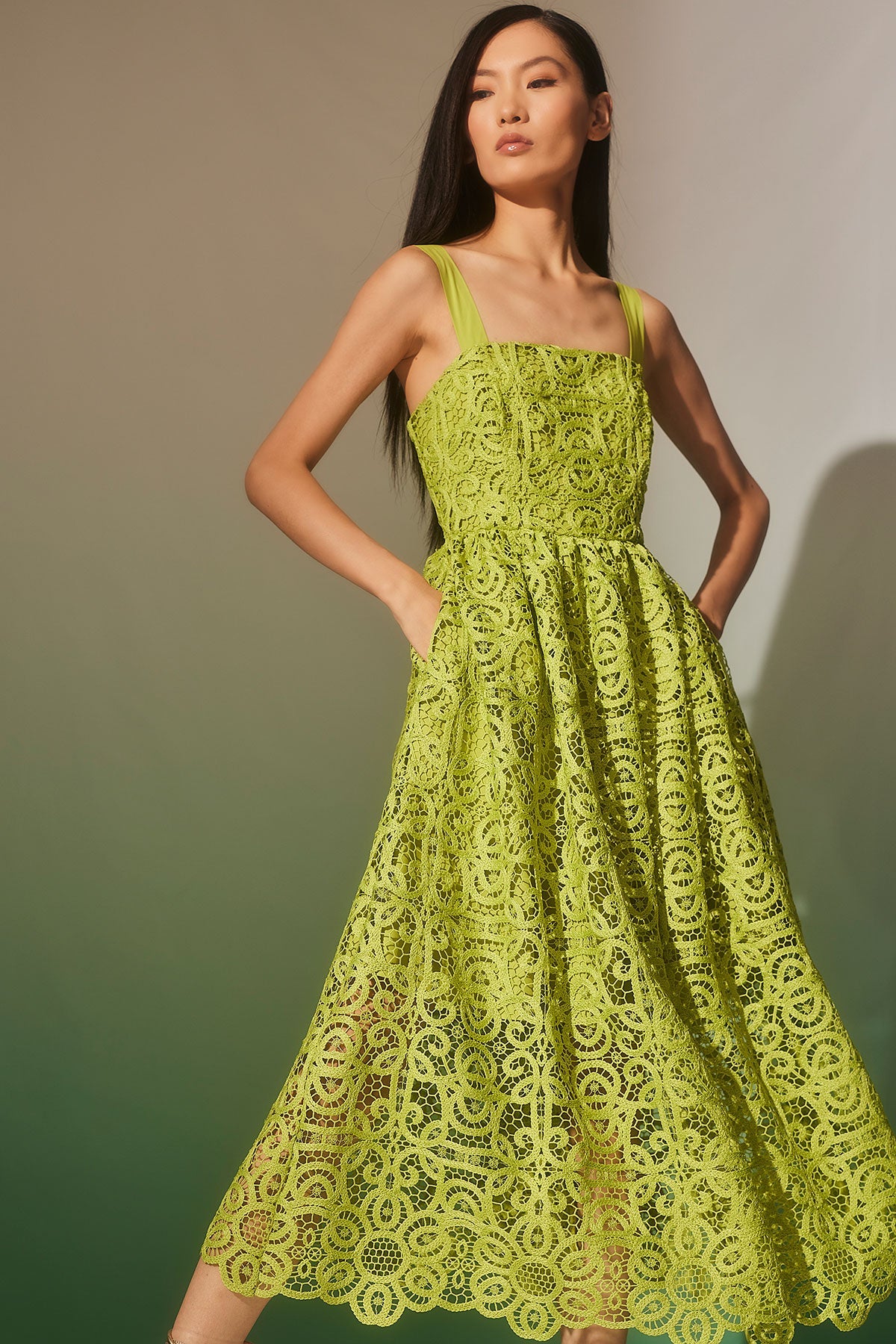Raffia Lace Sundress Pear Natori