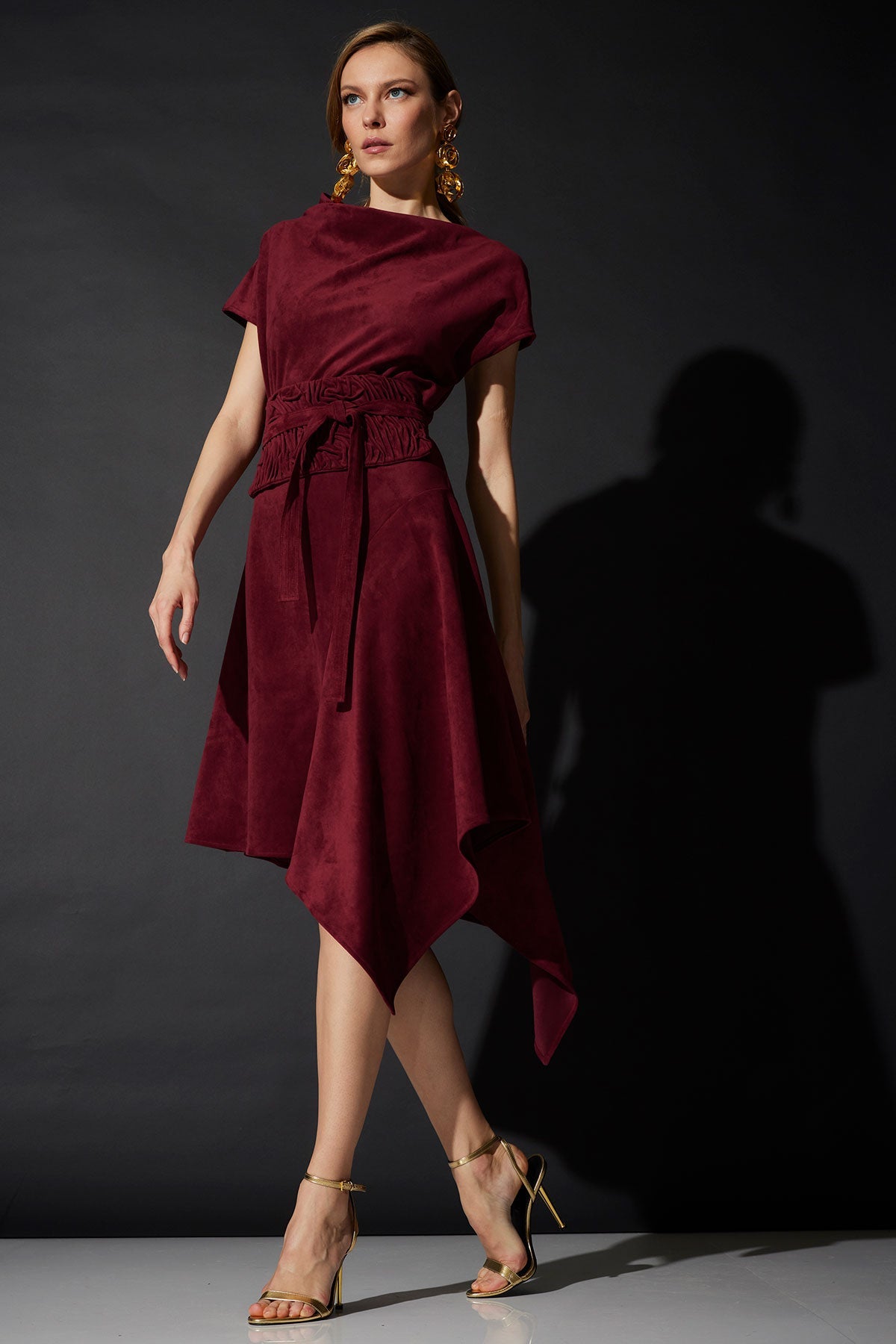 Vegan Luxe Suede Asymmetric Dress Ruby Natori