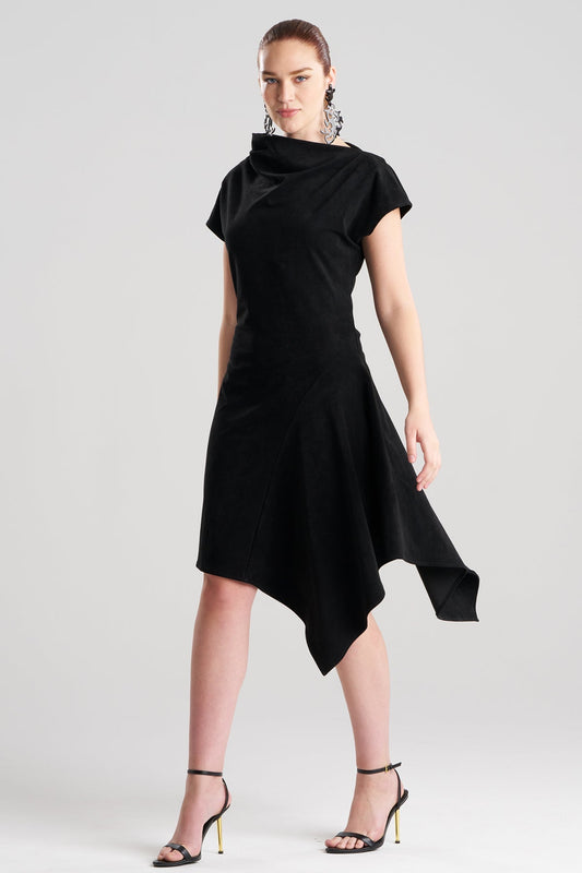 Vegan Luxe Suede Asymmetric Dress Black Natori