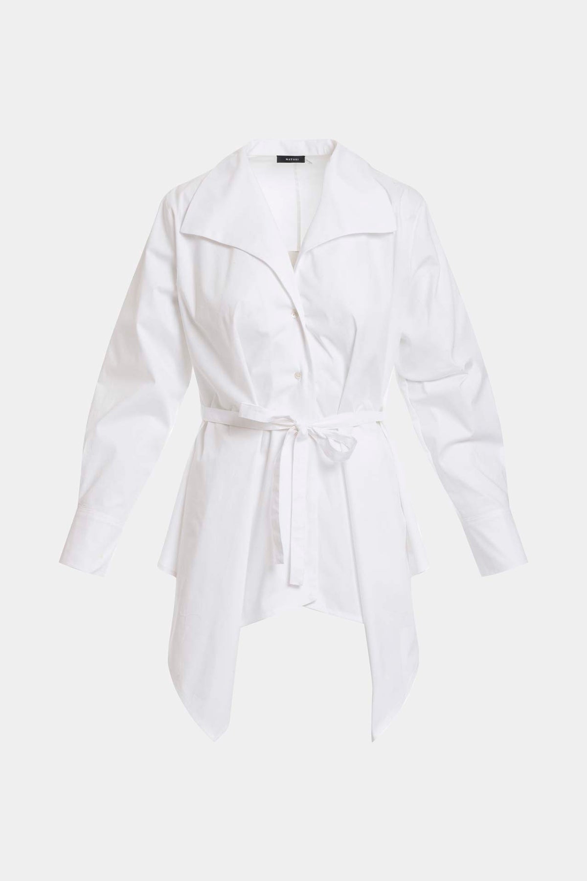 Cotton Poplin Handkerchief Hem Shirt White Natori