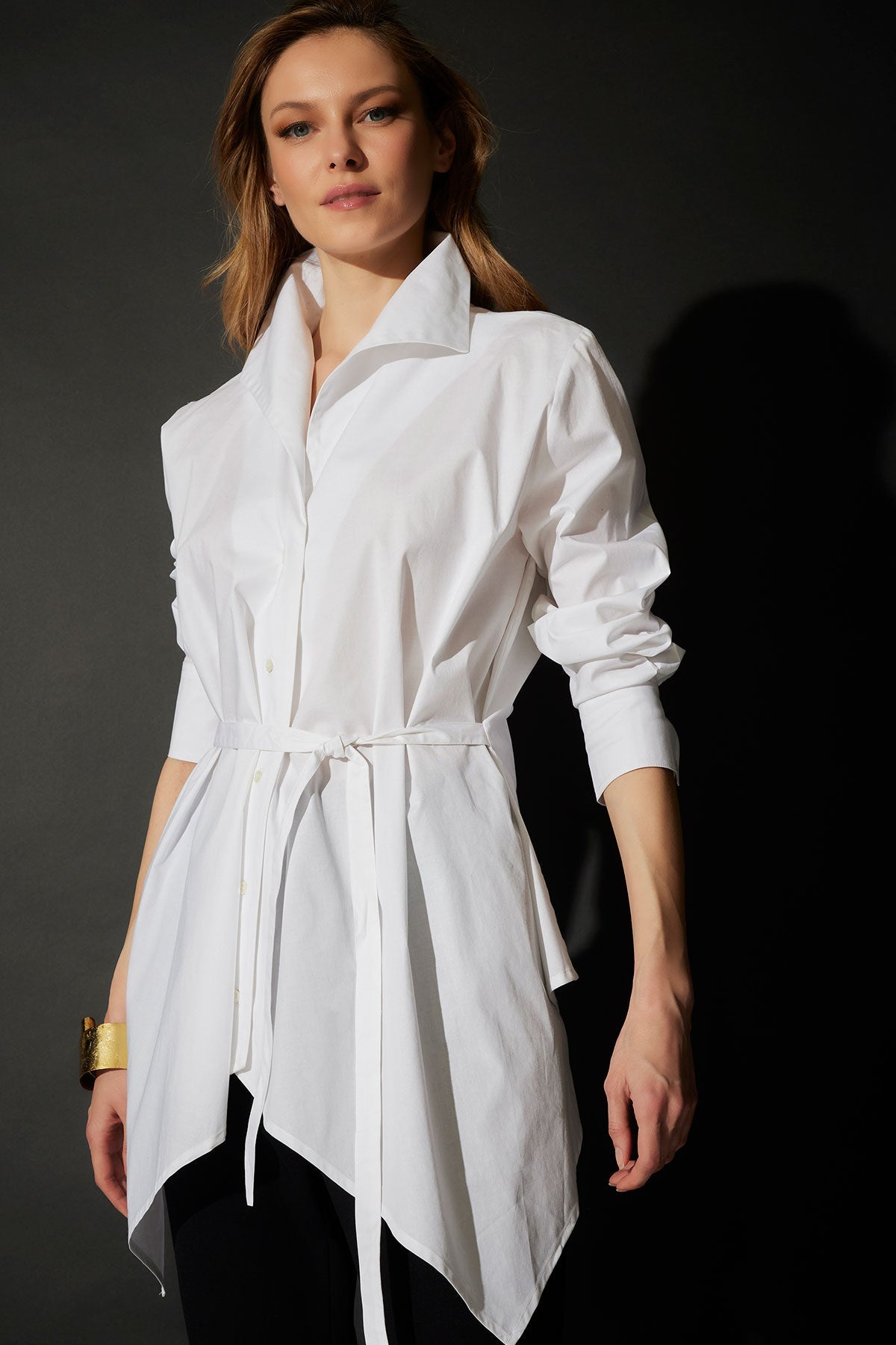 Cotton Poplin Handkerchief Hem Shirt White Natori