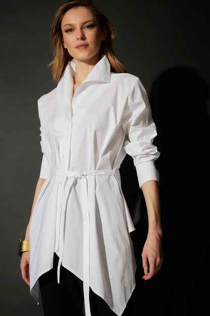 Cotton Poplin Handkerchief Hem Shirt White Natori