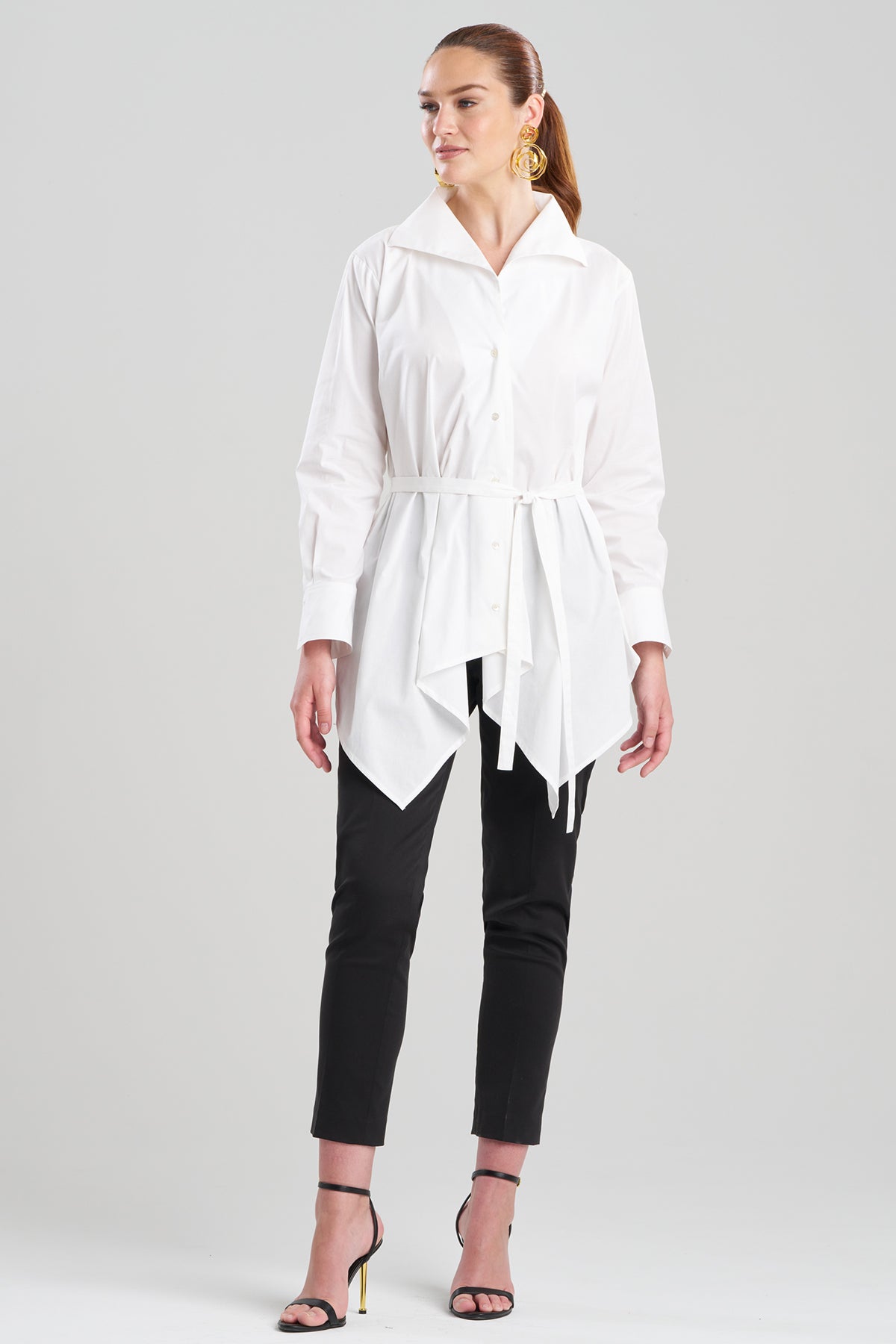 Cotton Poplin Handkerchief Hem Shirt White Natori