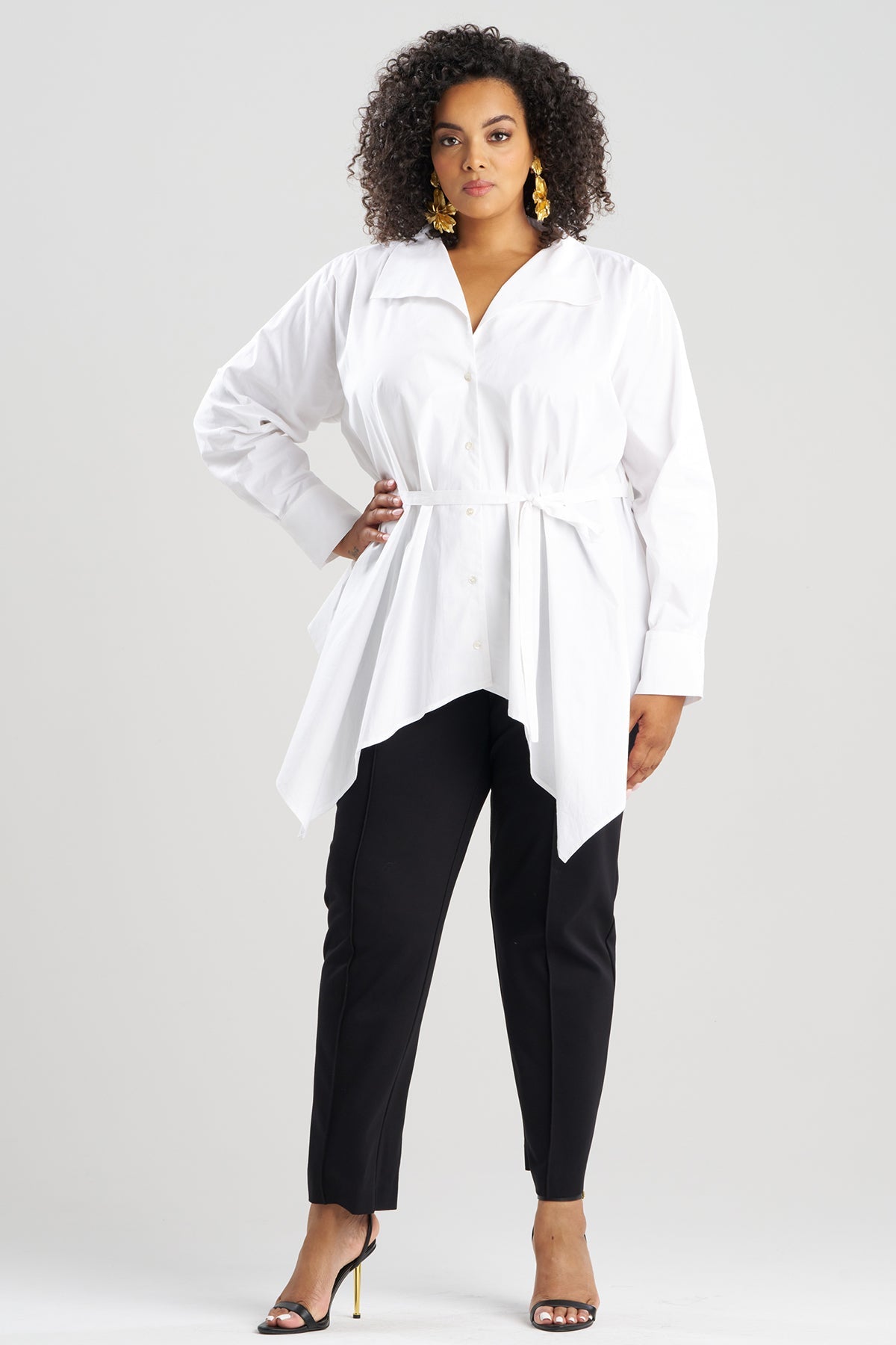 Cotton Poplin Handkerchief Hem Shirt White Natori