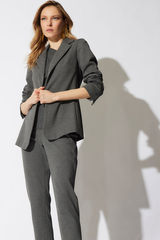 Compact Knit Cardigan Blazer Dark Grey Heather Natori