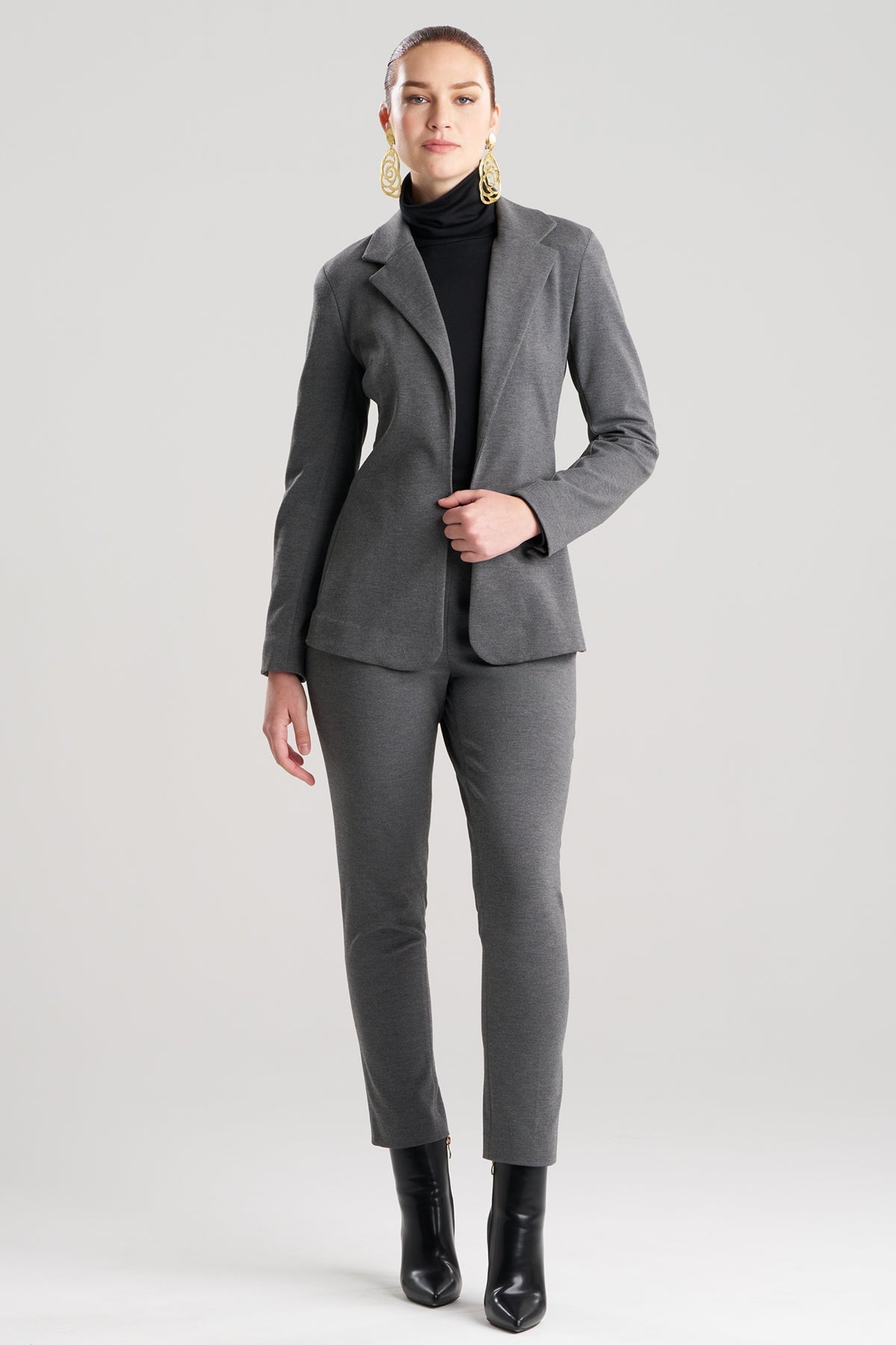 Compact Knit Cardigan Blazer Dark Grey Heather Natori