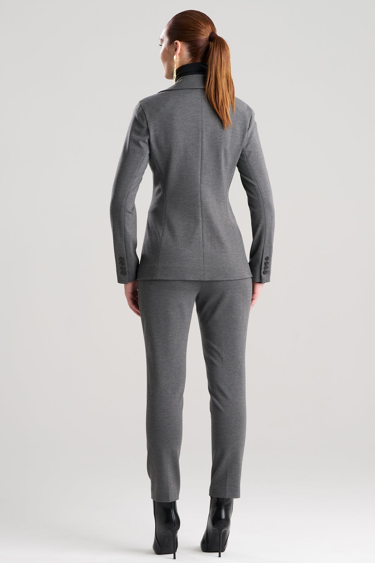 Compact Knit Cardigan Blazer Dark Grey Heather Natori