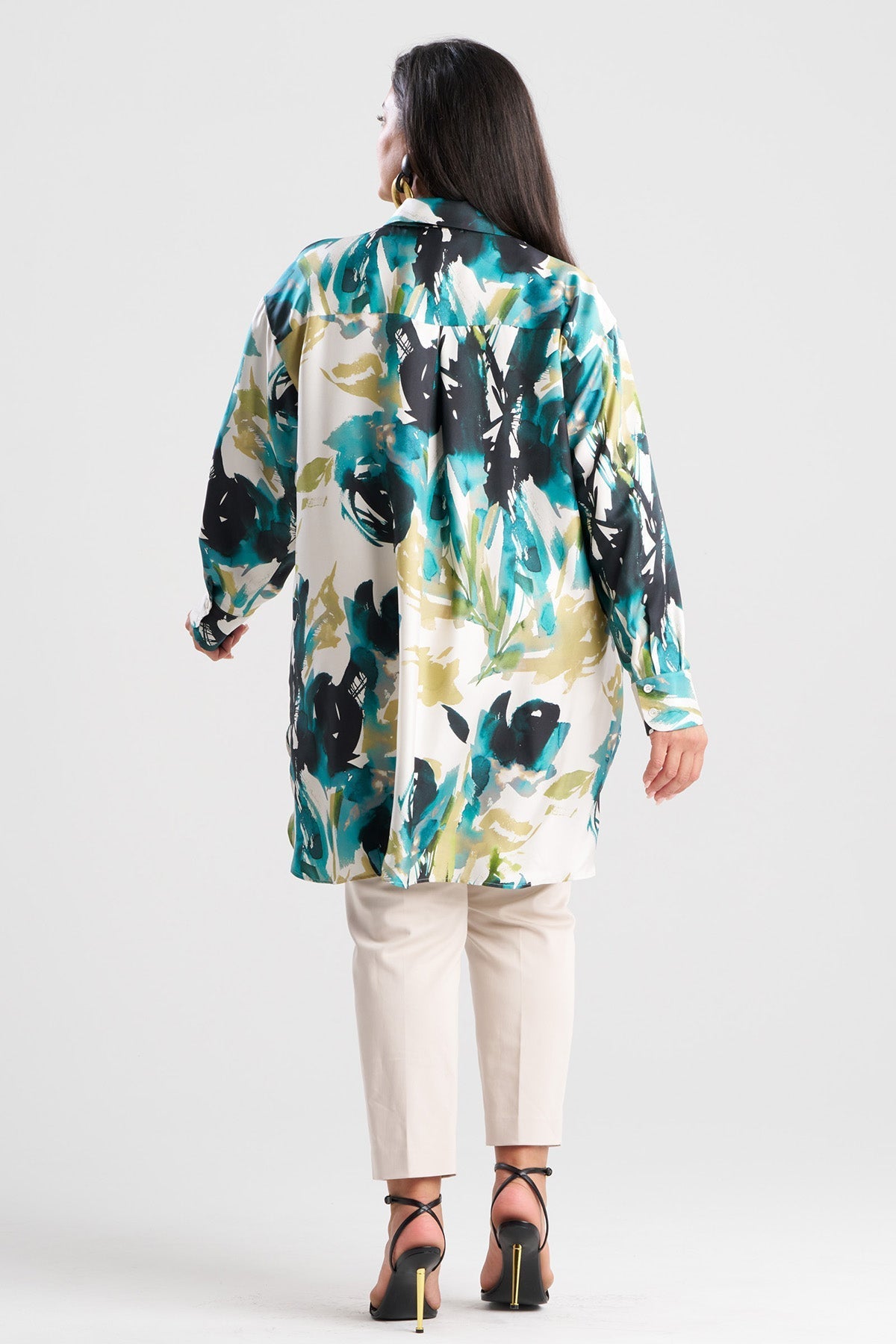 Mira Silk Twill Oversized Shirt Midnight Teal Natori