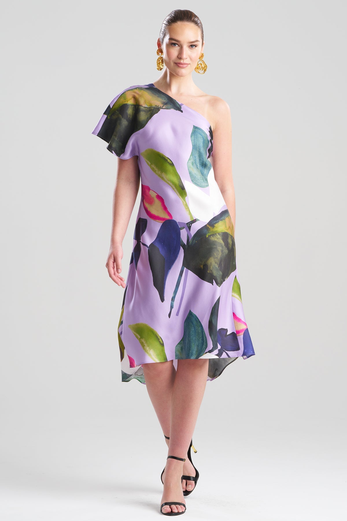 Yoru Silk Twill One Shoulder Dress Deep Orchid Natori