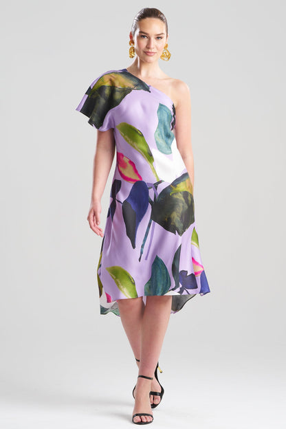Yoru Silk Twill One Shoulder Dress Deep Orchid Natori