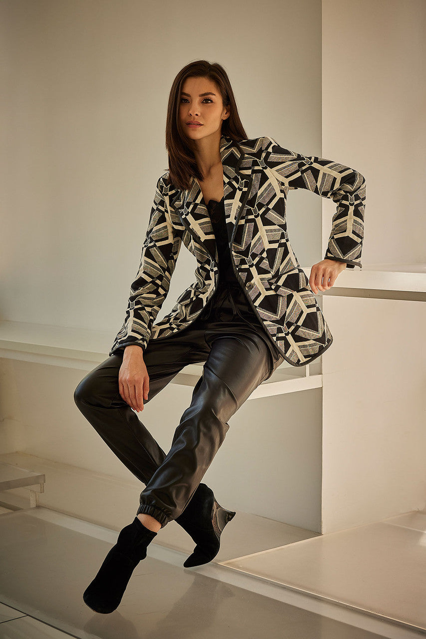 Buy Yantra Notch Lapel Blazer in Black/White Online Black/White Natori