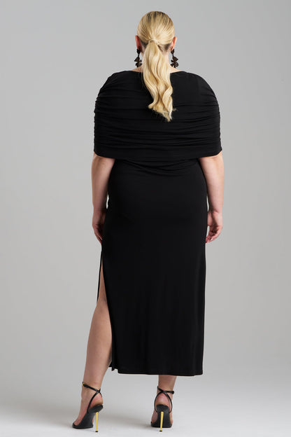 Matte Jersey Rouched Shoulder Dress Black Natori