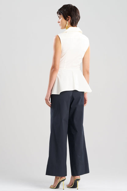 Tech Cotton Taffeta Cascade Peplum Shirt Warm White Natori
