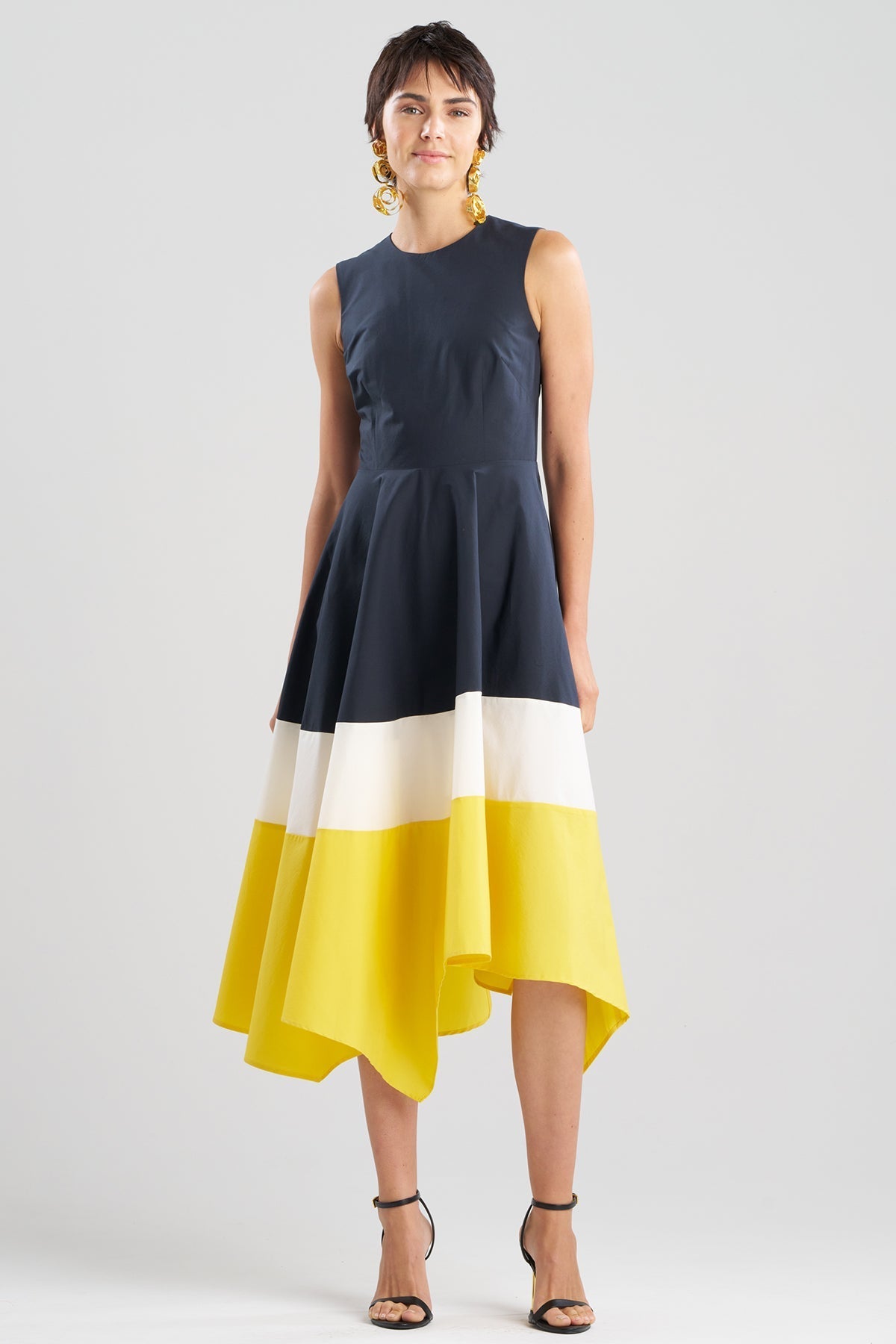 Color Block Tech Cotton Taffeta Origami Maxi Dress Multi Natori