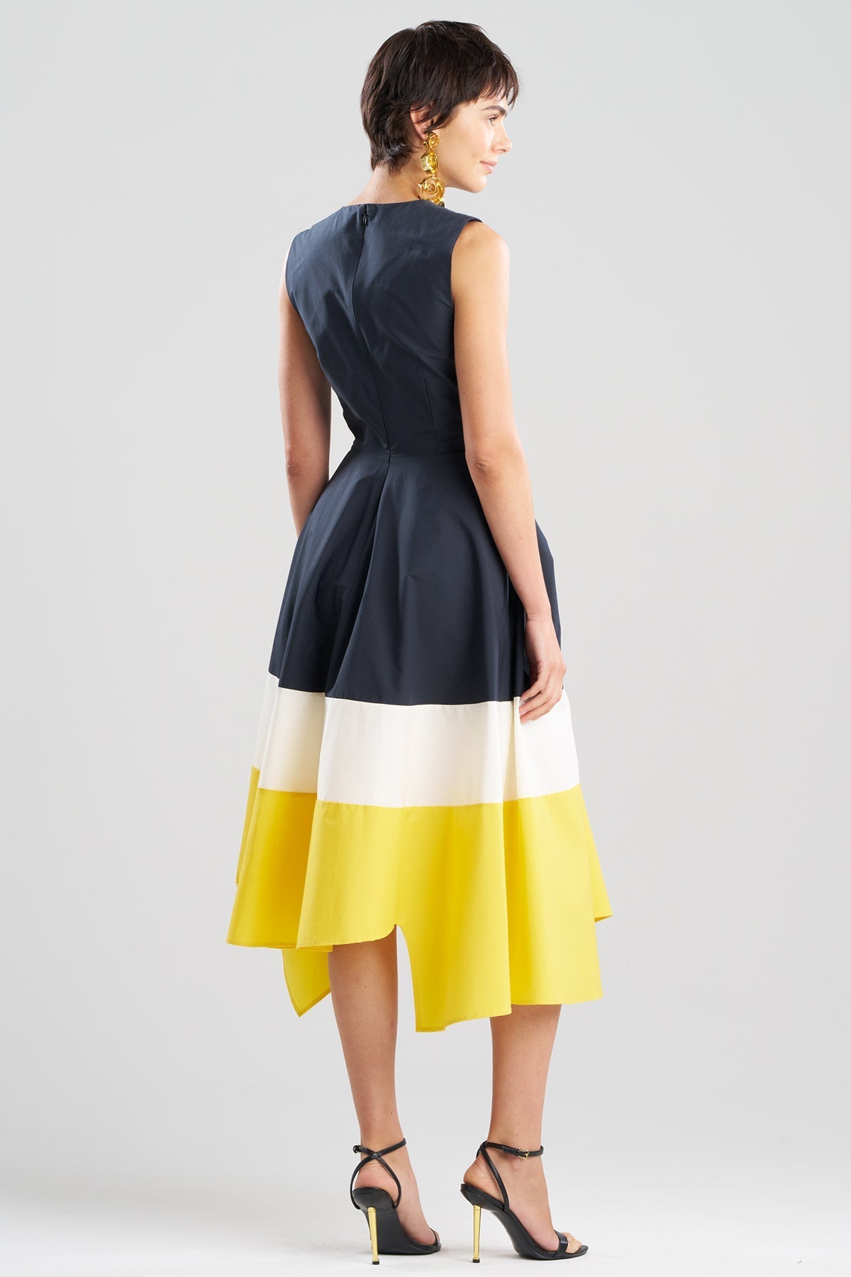Color Block Tech Cotton Taffeta Origami Maxi Dress Multi Natori