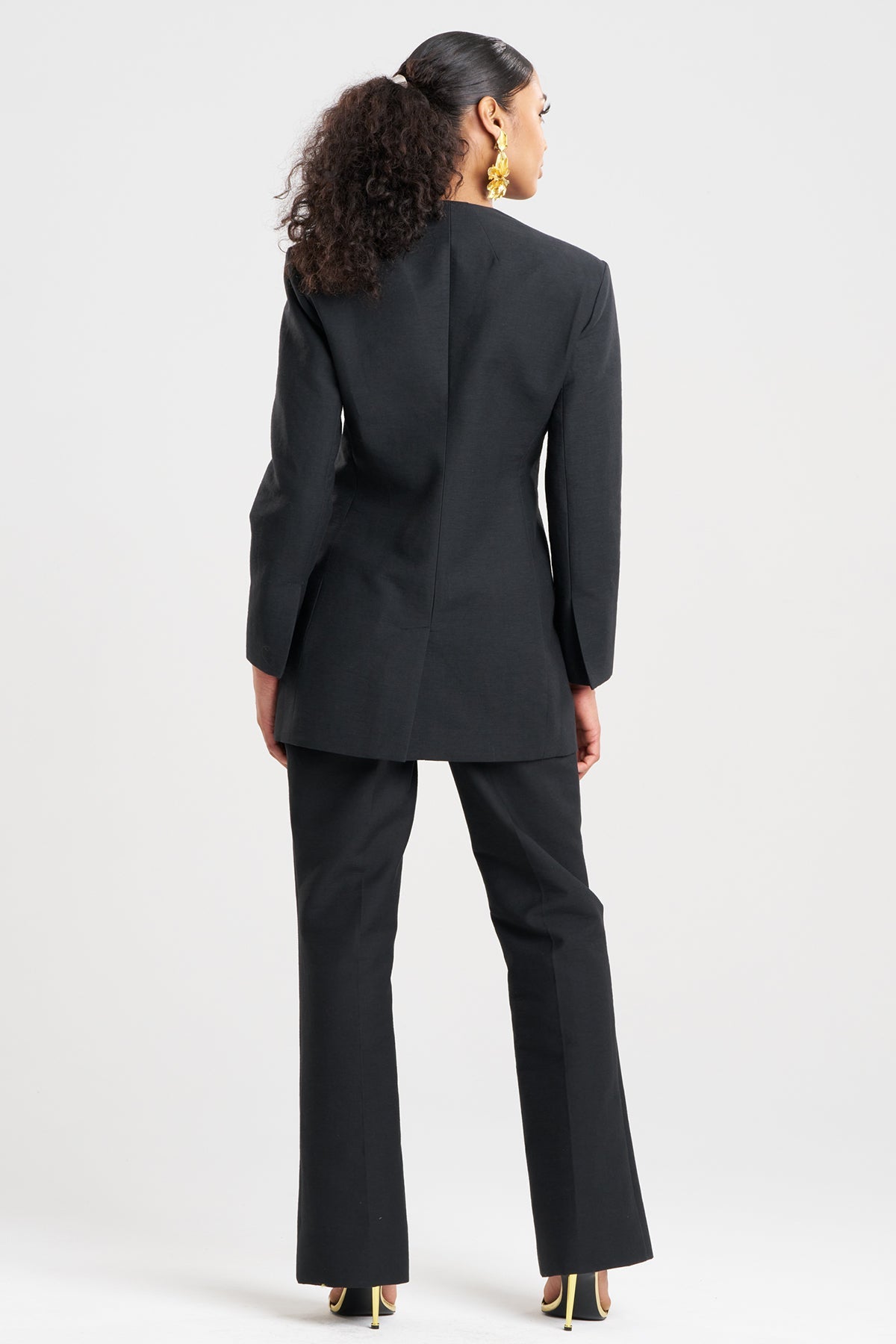 Canvas Cotton Embroidered Jacket Black Natori
