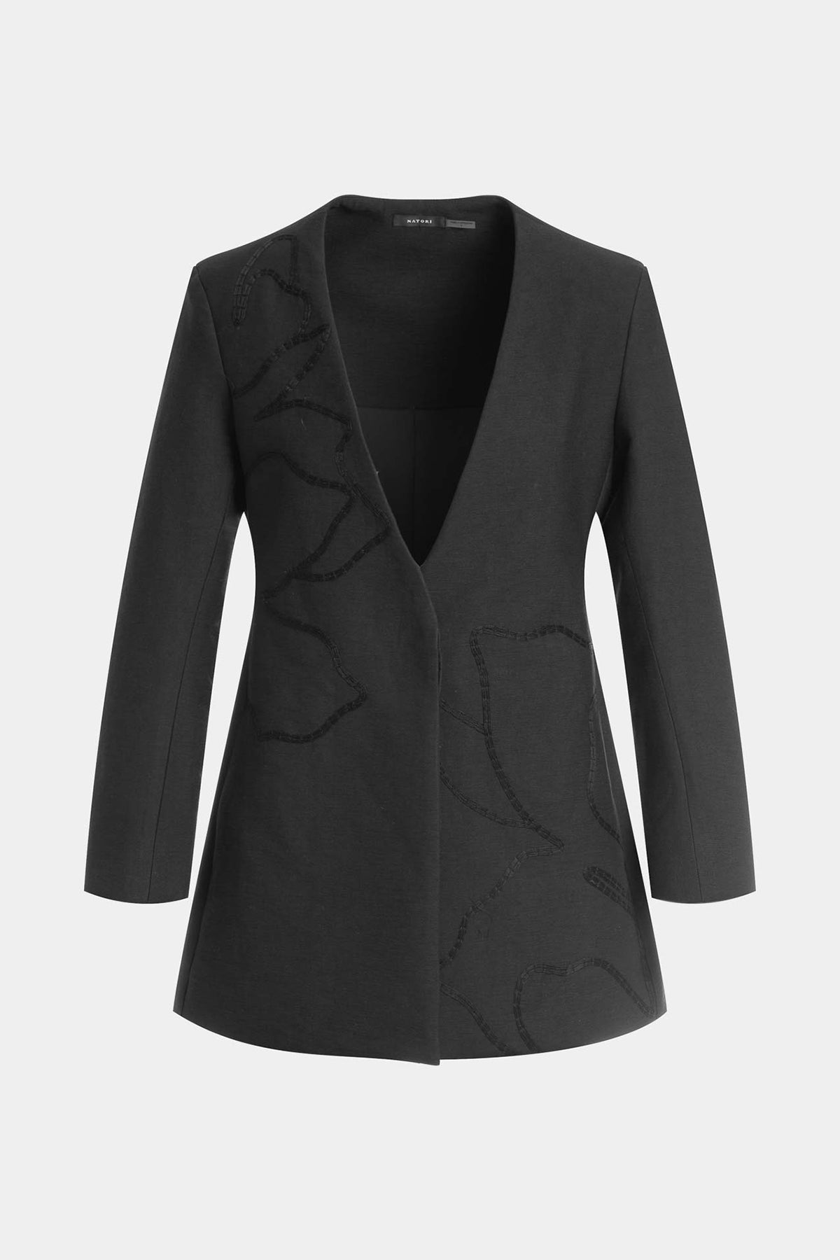 Canvas Cotton Embroidered Jacket Black Natori